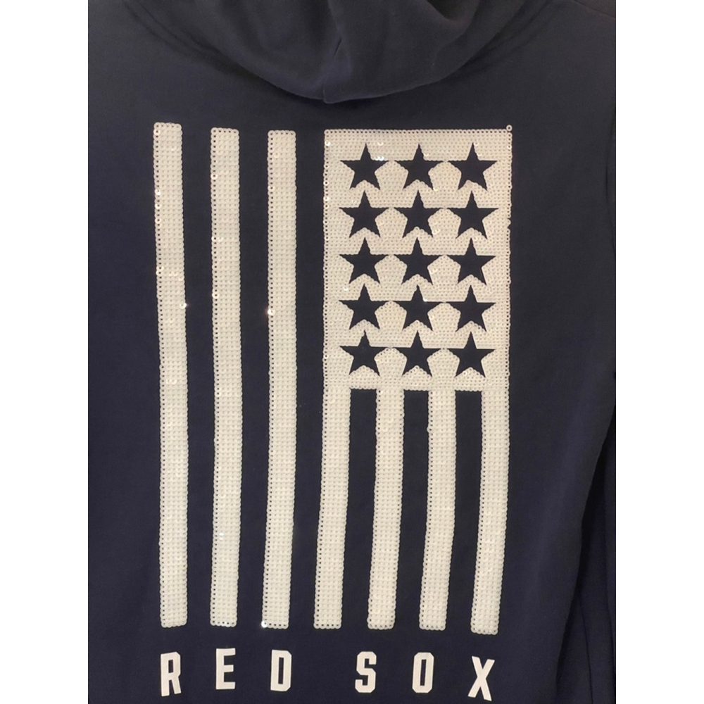PINK Victoria’s Secret Red Sox Sequin Flag Hoodie 5th & Ocean Navy S - Picture 3 of 5